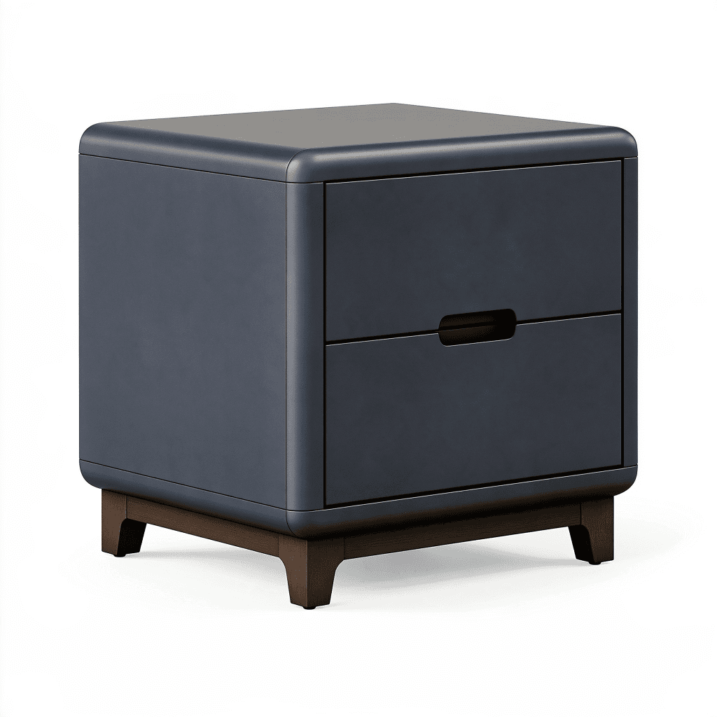 Table de chevet 60 x 40 x 55 cm en panneaux gris anthracite avec 2 tiroirs style contemporain