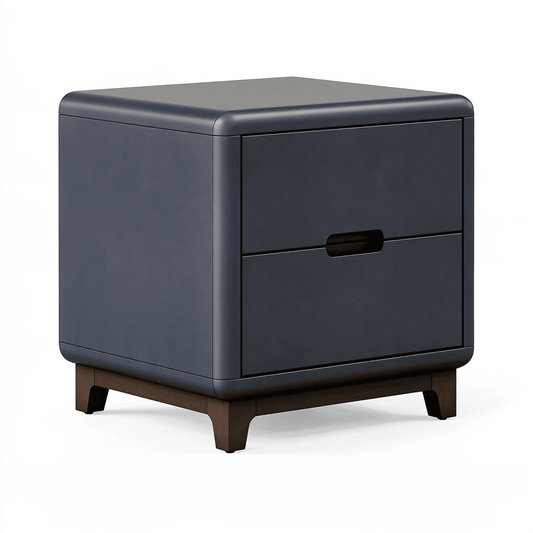 Table de chevet 60 x 40 x 55 cm en panneaux gris anthracite avec 2 tiroirs style contemporain