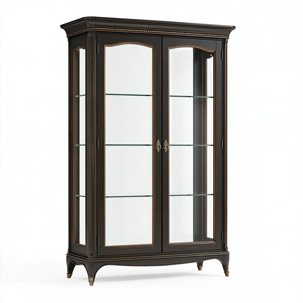 Vitrine 105 x 45 x 190 cm en bois noir et verre - rangement classique